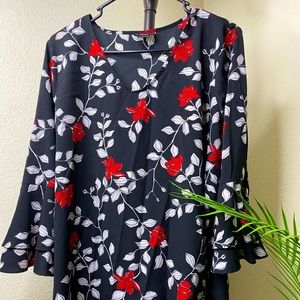 Floral blouse Red Black